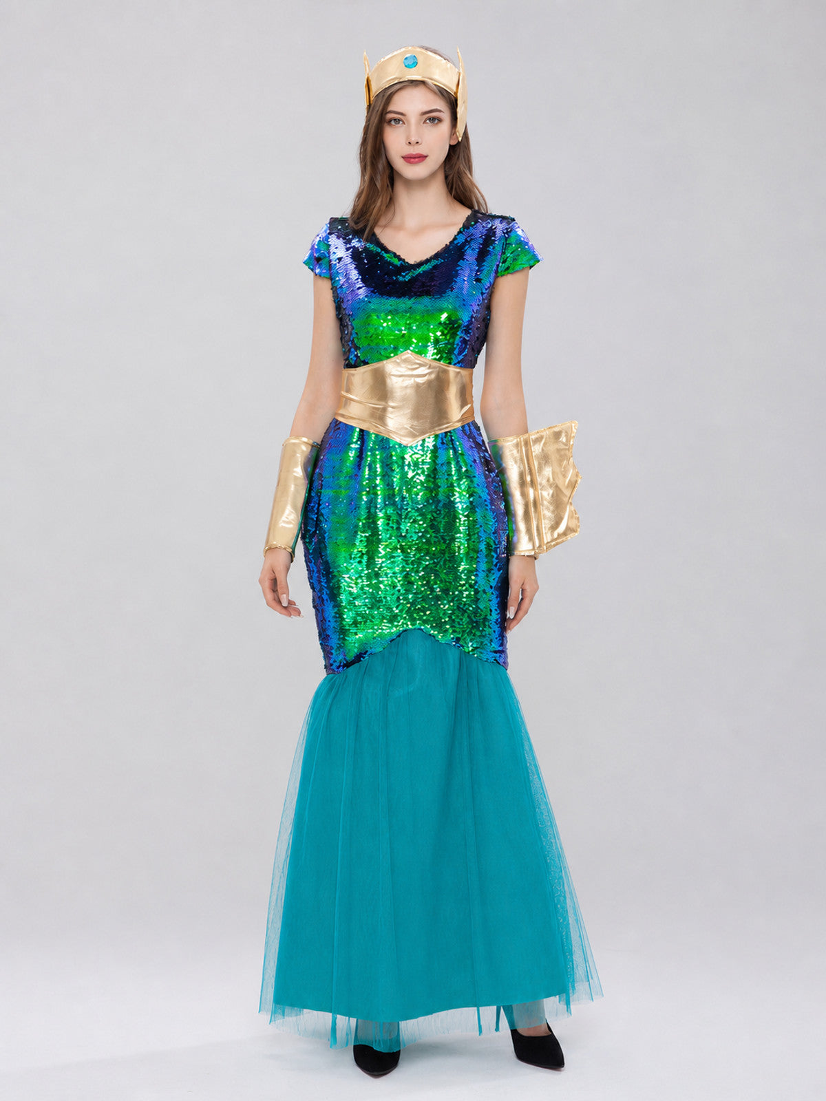 Sequin Cosplay Dress with V-Neck