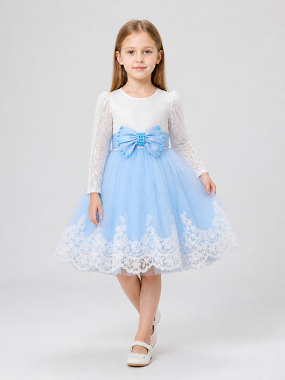 Lace Baptism Dress with Satin Bow