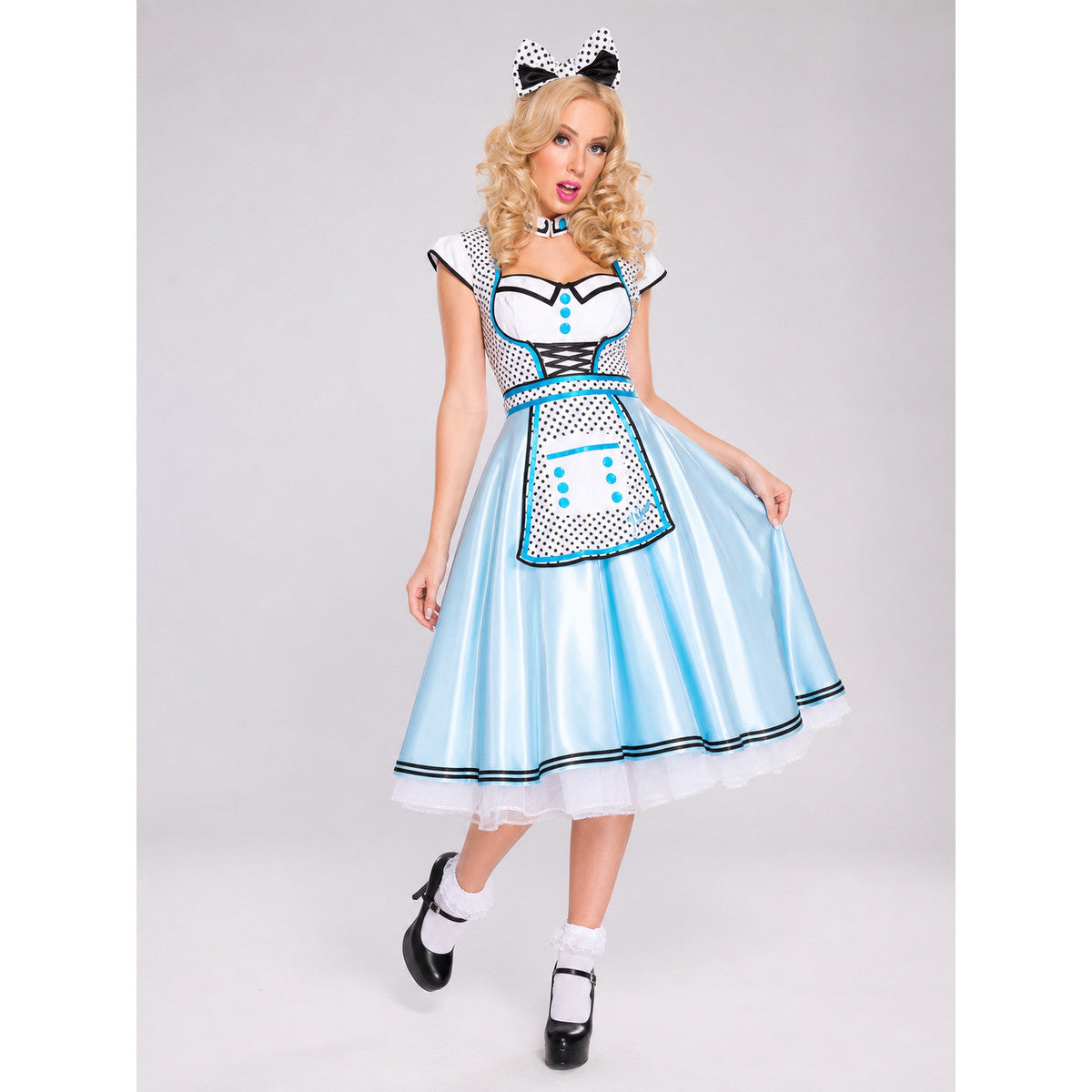 Alice-Inspired Costume Dress with Polka-Dot Apron lifestyle