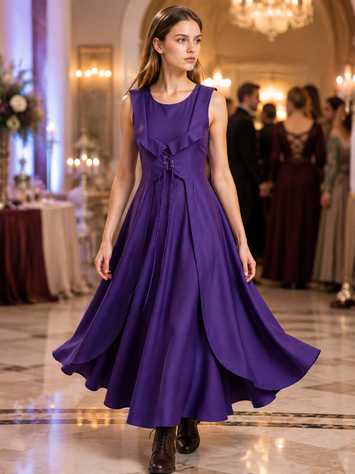 Purple Stage Dress with Lacing lifestyle view