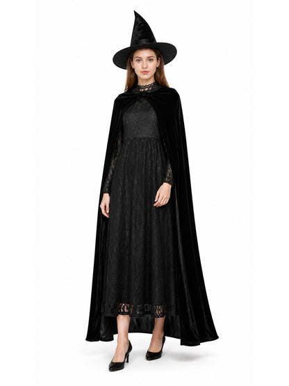 Black Witch Costume with Dress, Hat, and Cape