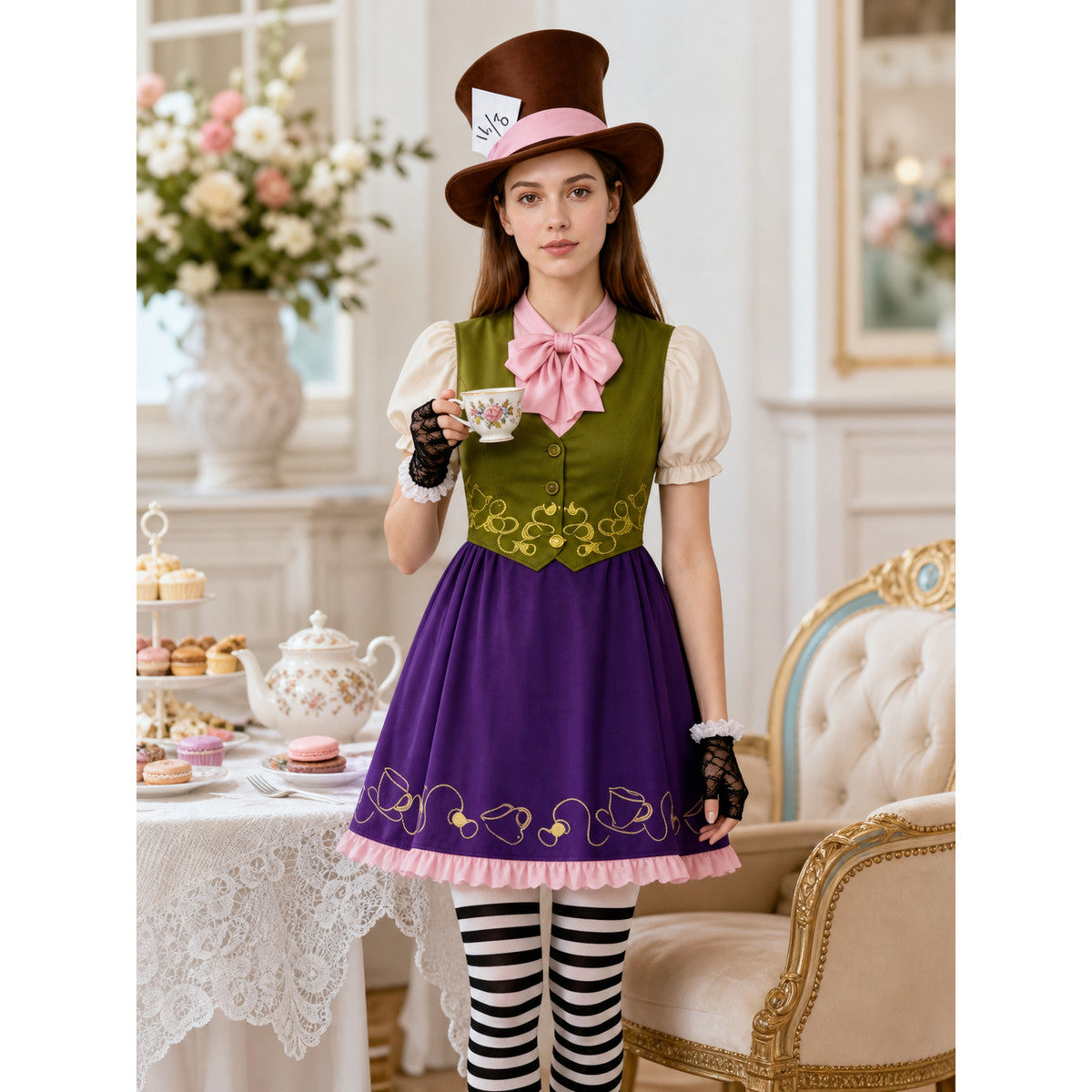 Mad Hatter Costume: Dress, Hat, and Accessories
