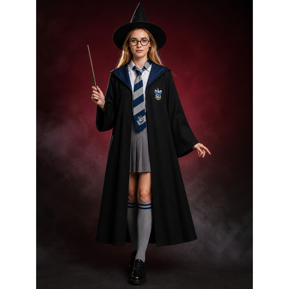Wizard Robe Costume Set with Hat, Scarf, Glasses and Wand, Halloween Cosplay main product view