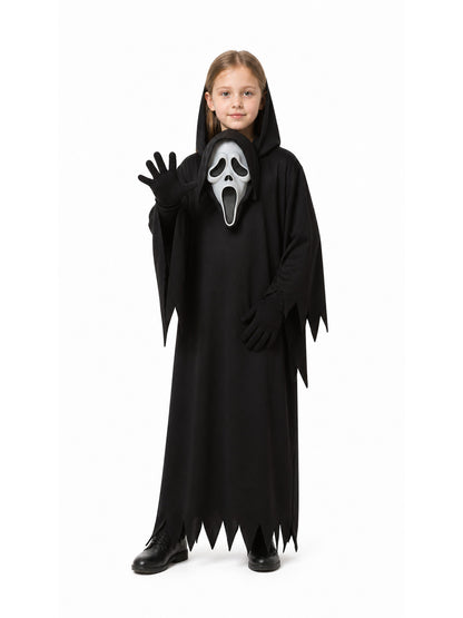 Black Long Torn Hooded Cloak for Halloween Costume Capes detail