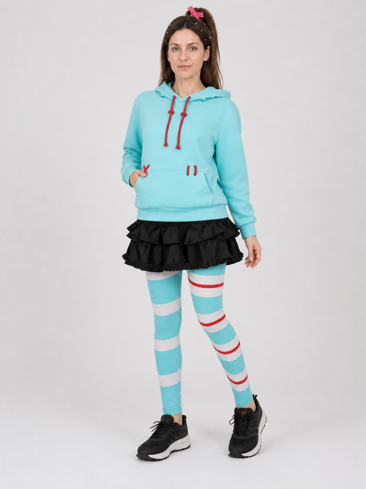 Vanellope von Schweetz Cosplay Costume, Hoodie and Skirt Shorts Wearable Blankets detail