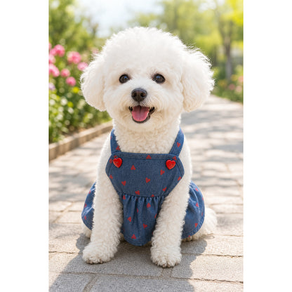 Dog Dress with Heart Print and Straps lifestyle view