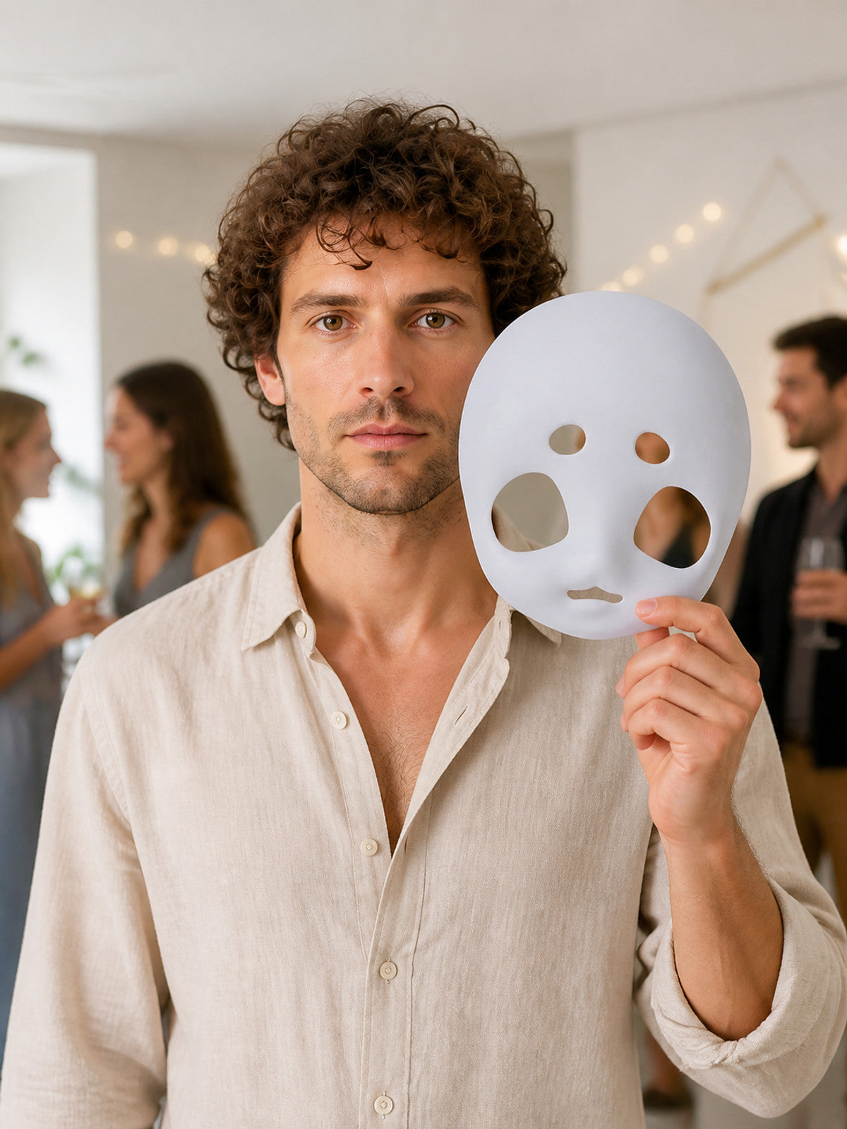 Halloween Mask, White or Light Gray, Blank lifestyle view