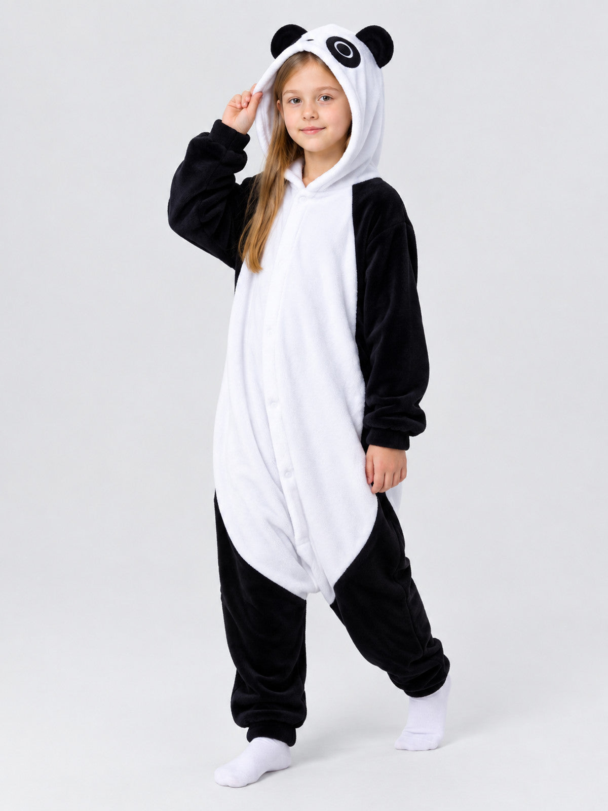 Panda Hooded Pajama Jumpsuit with Ears