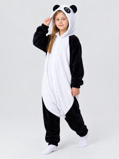 Panda Hooded Pajama Jumpsuit with Ears