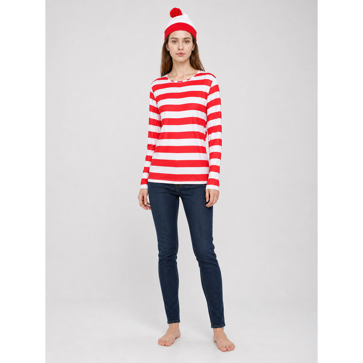 Wally Cosplay Costume in Red and White Stripes