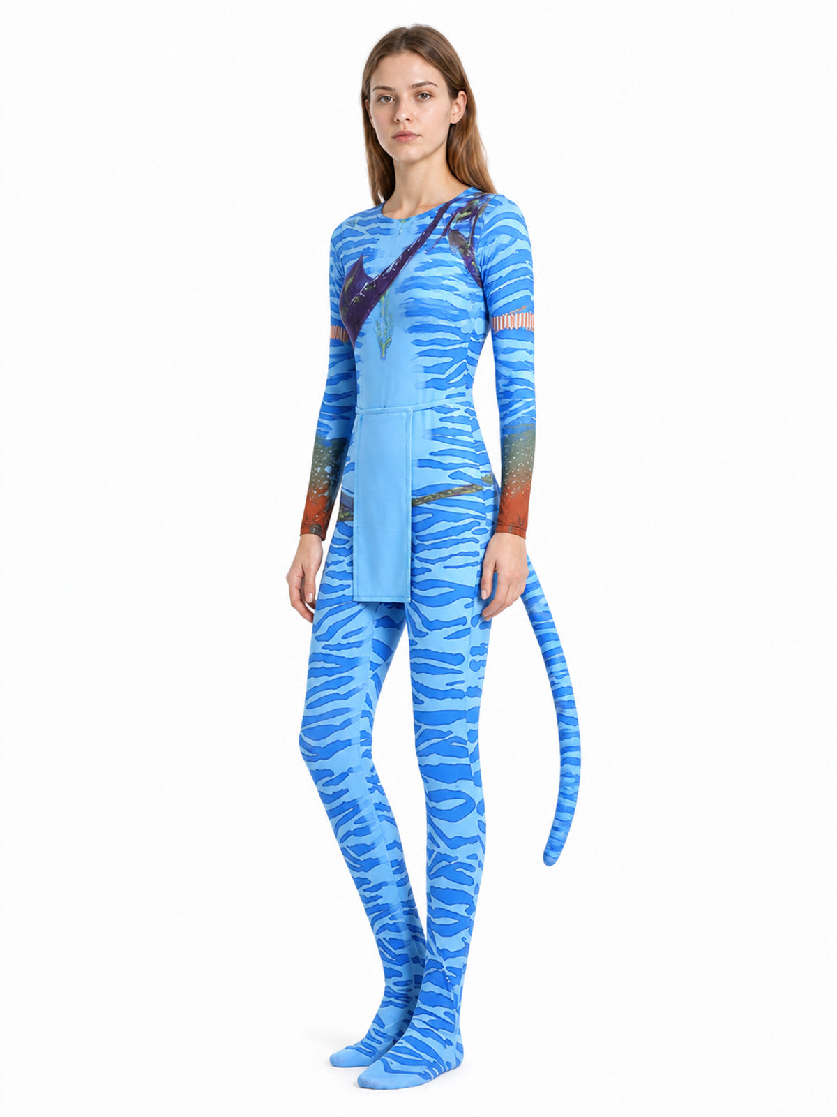 Avatar Cosplay Jumpsuit with Blue Stripes