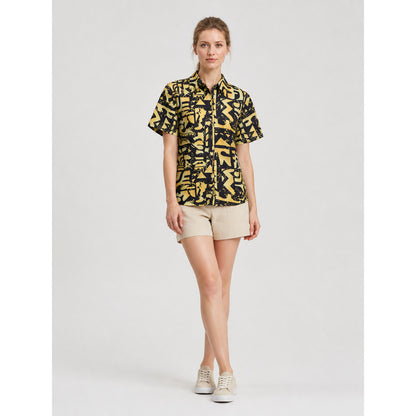 Yellow Stranger Things Printed Shirt for Cosplay Costumes detail