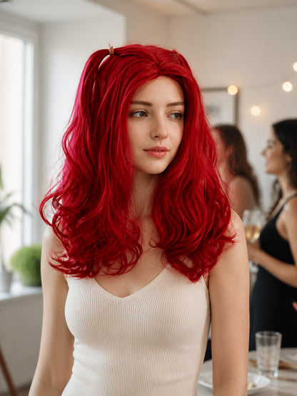 Red Carnival Wig for Halloween and Cosplay lifestyle view