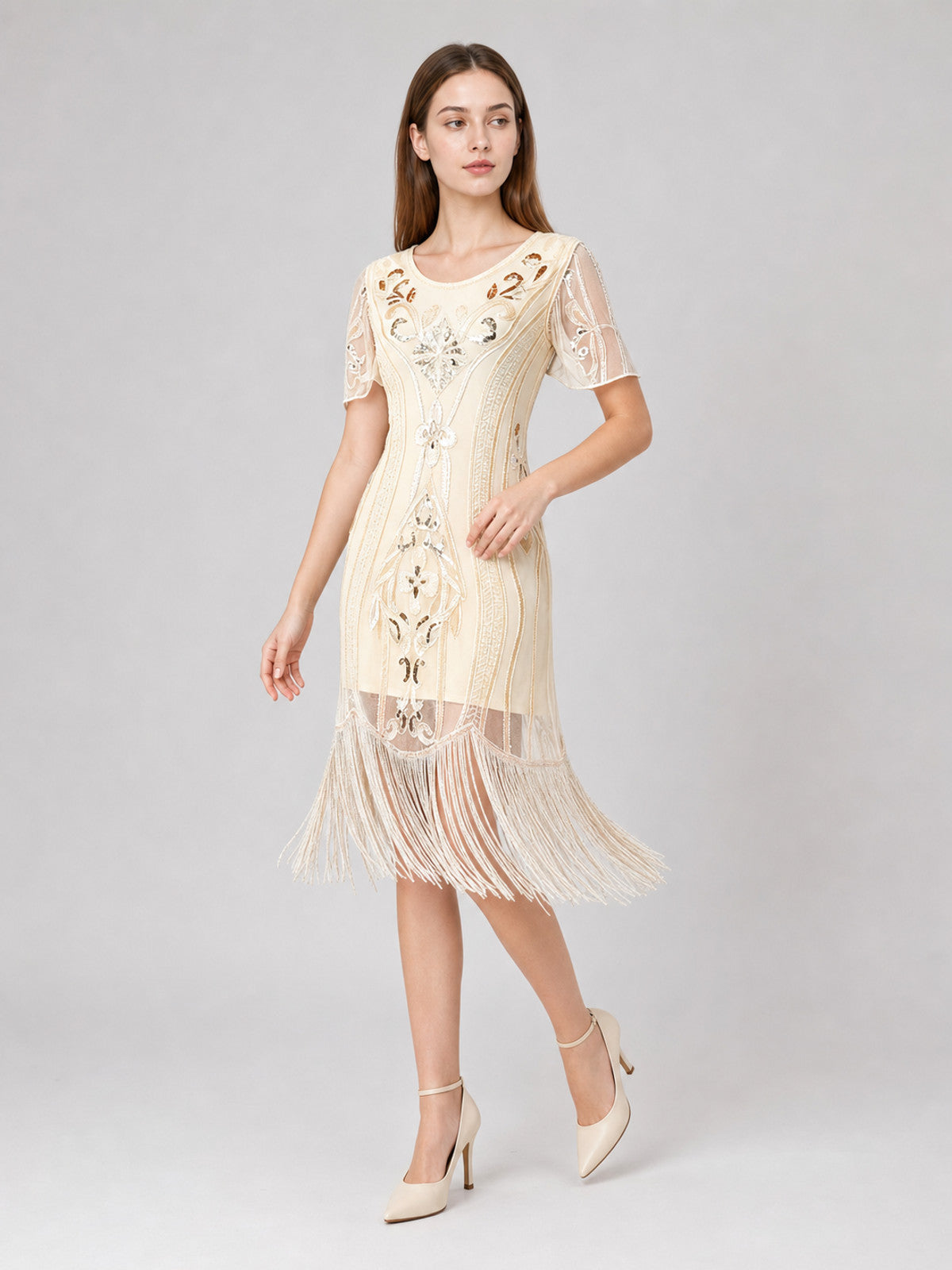1920s-Style Dress with Fringe and Embellishments Costume Dresses detail
