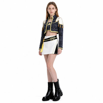 Black-and-Gold Cosplay Costume with White Skirt Costumes detail