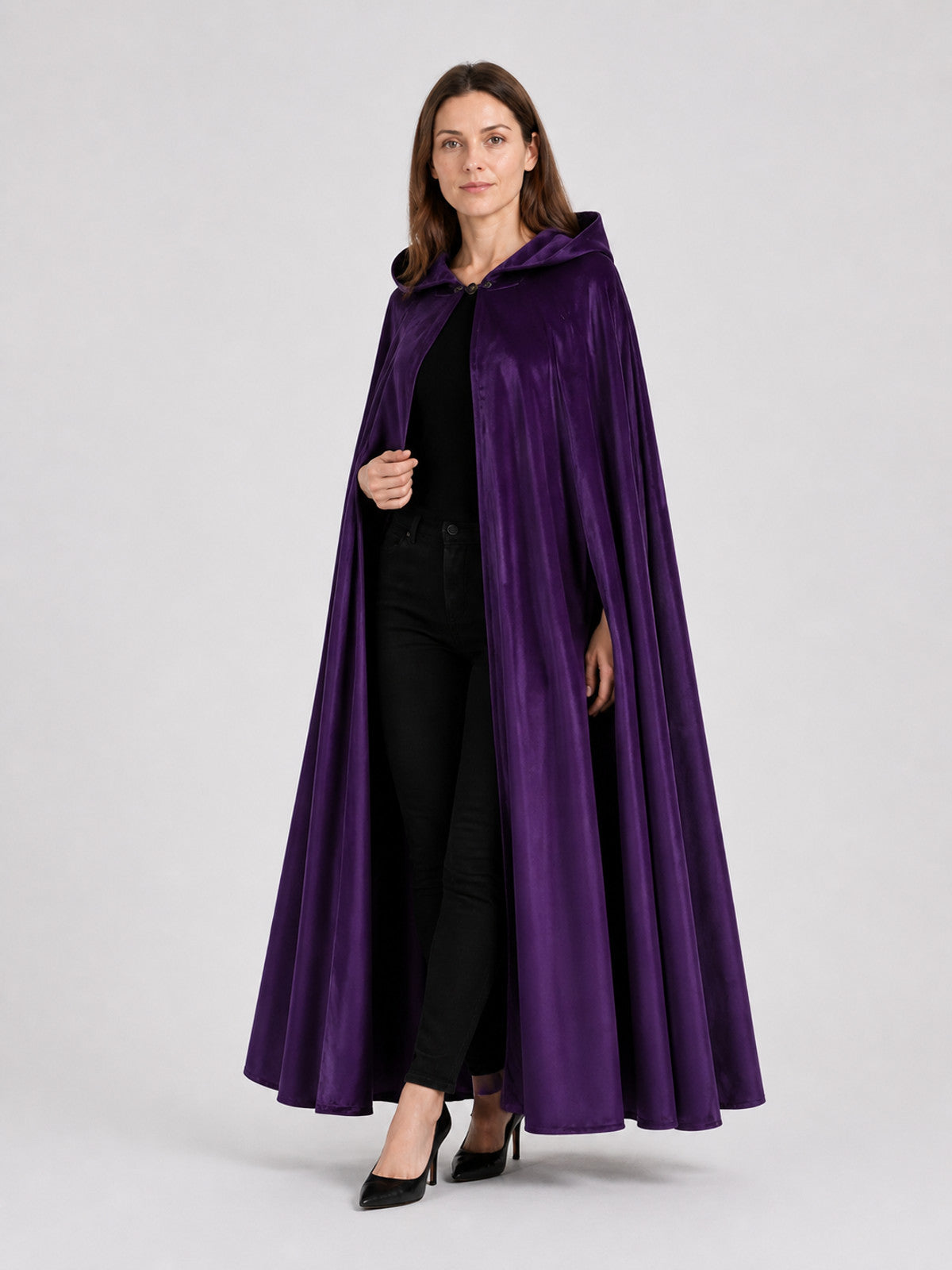 Adult Long Purple Hooded Cape