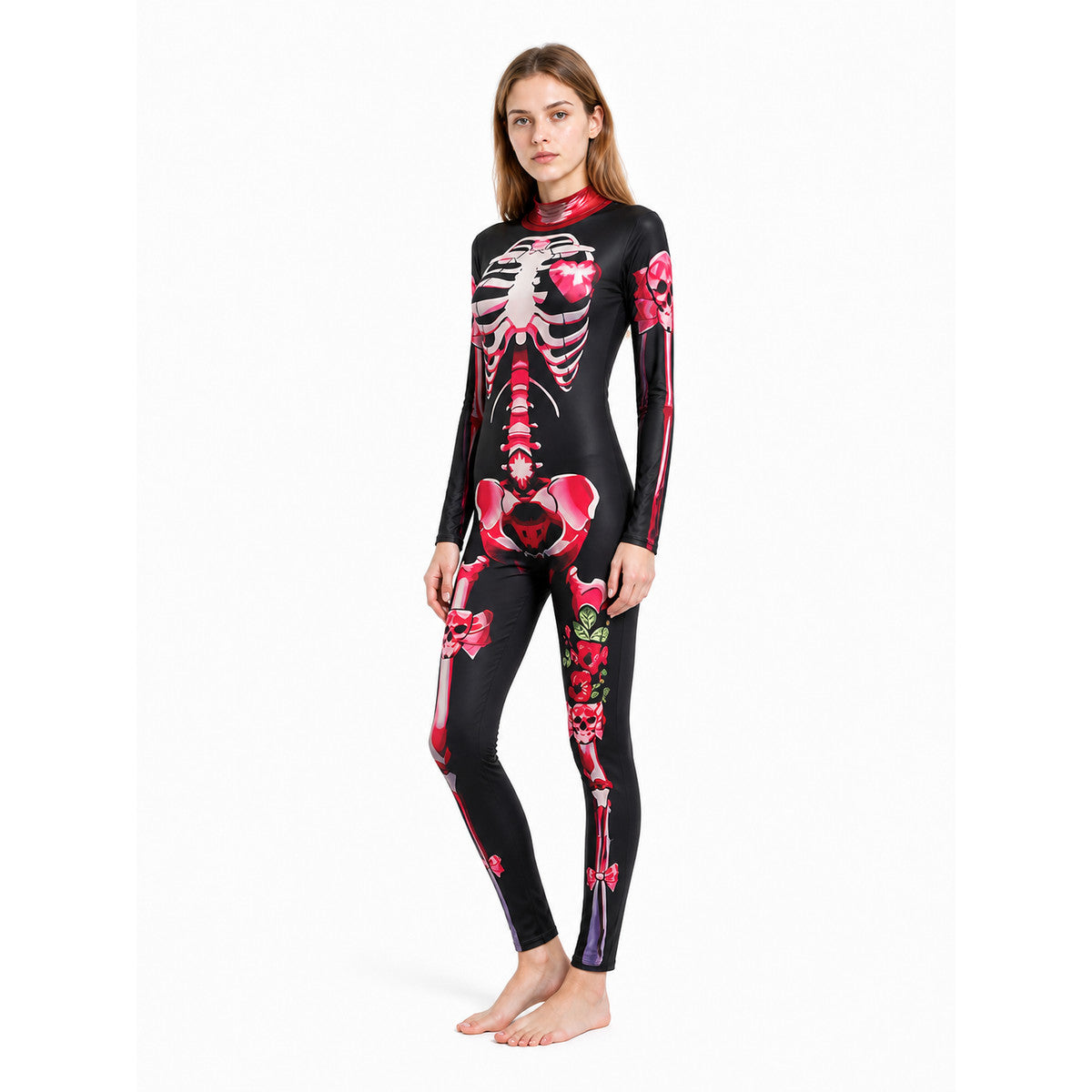 Skeleton jumpsuit with bone print and long sleeves lifestyle