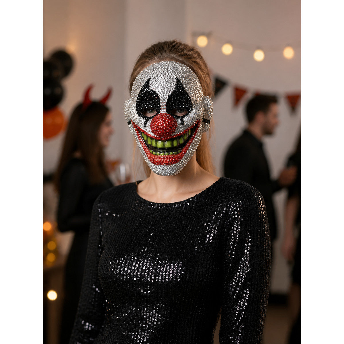 Shiny Carnival Clown Mask for Halloween lifestyle view