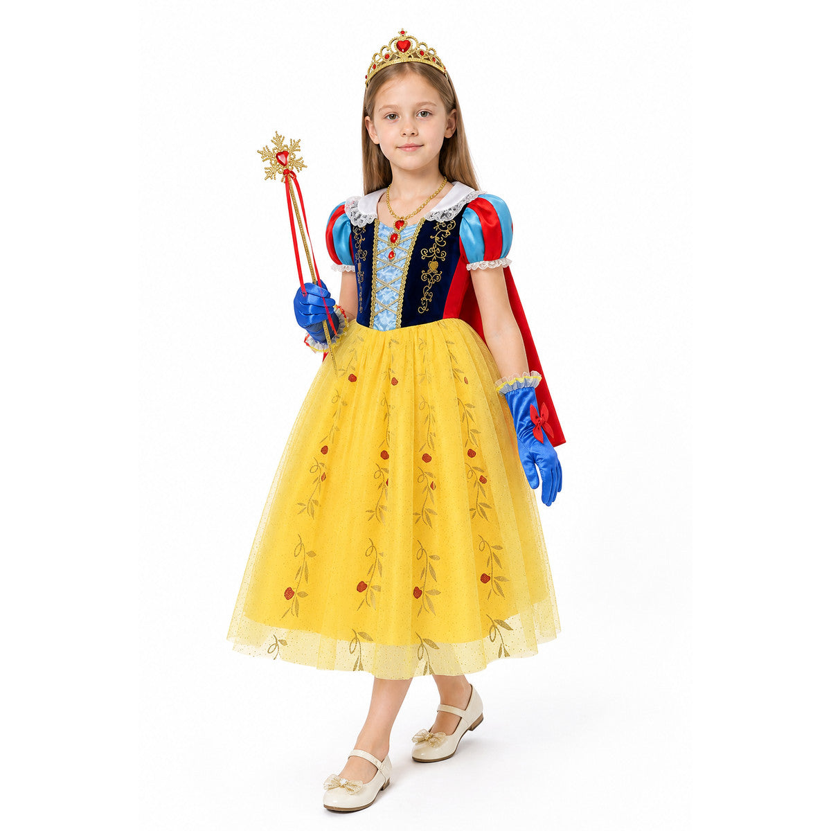 Snow White Costume with a Full Skirt and Red Cape Costume Capes detail