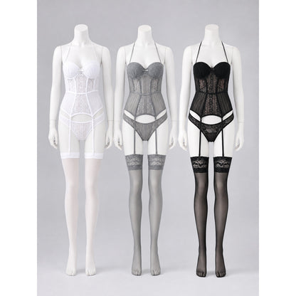 Erotic Lace Bodysuit with Garter Straps