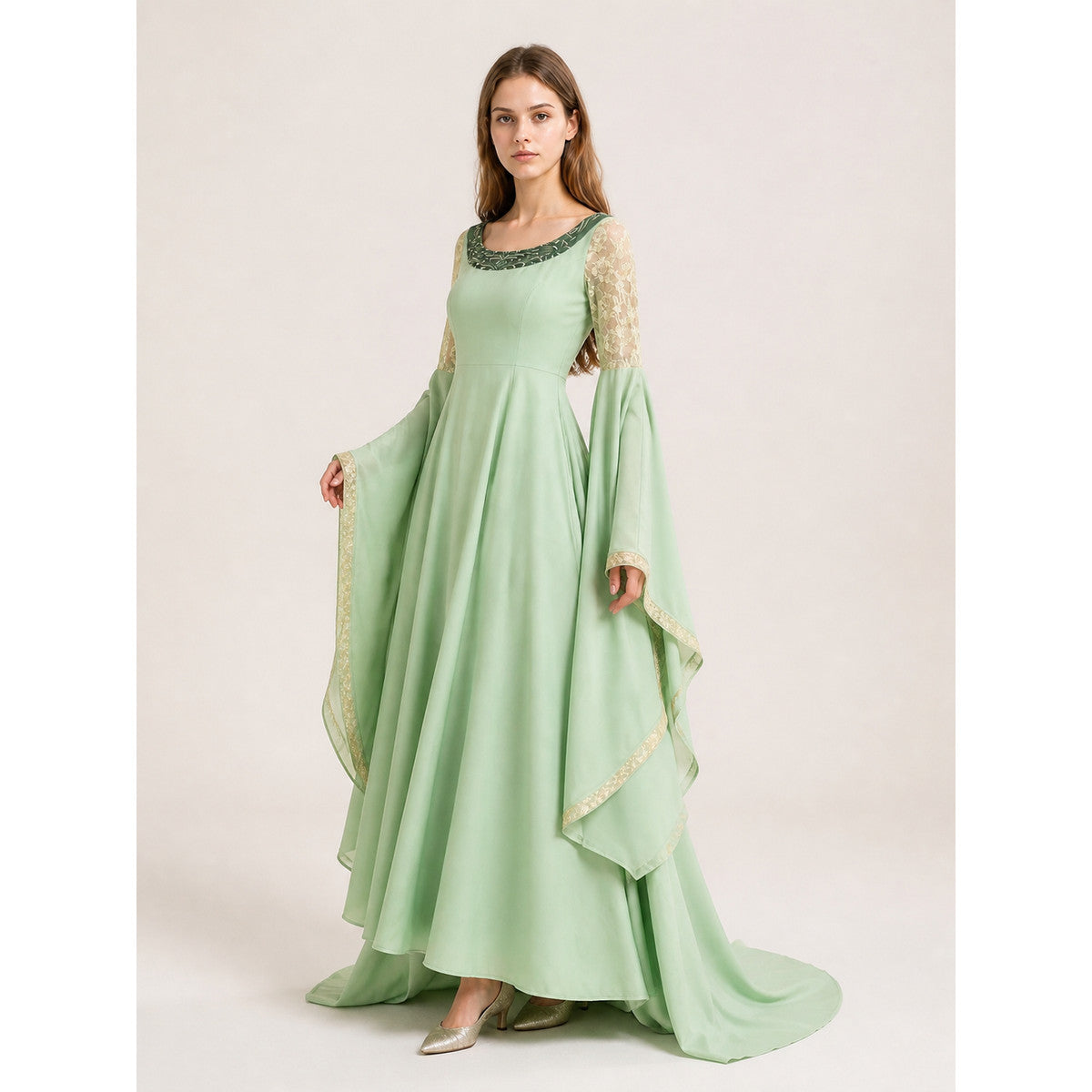 Cosplay Dress with Long Sleeves and a Train Costume Dresses detail