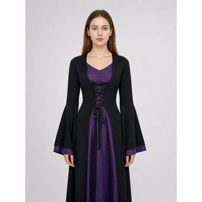 Gothic costume dress with corset lacing upper body view