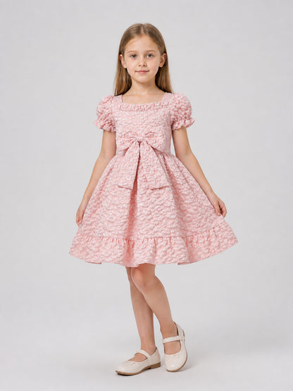 Princess Dress with Bow and Puff Sleeves