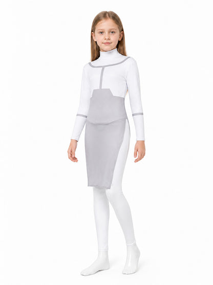Gray and White Cosplay Jumpsuit with a High Collar Costumes detail