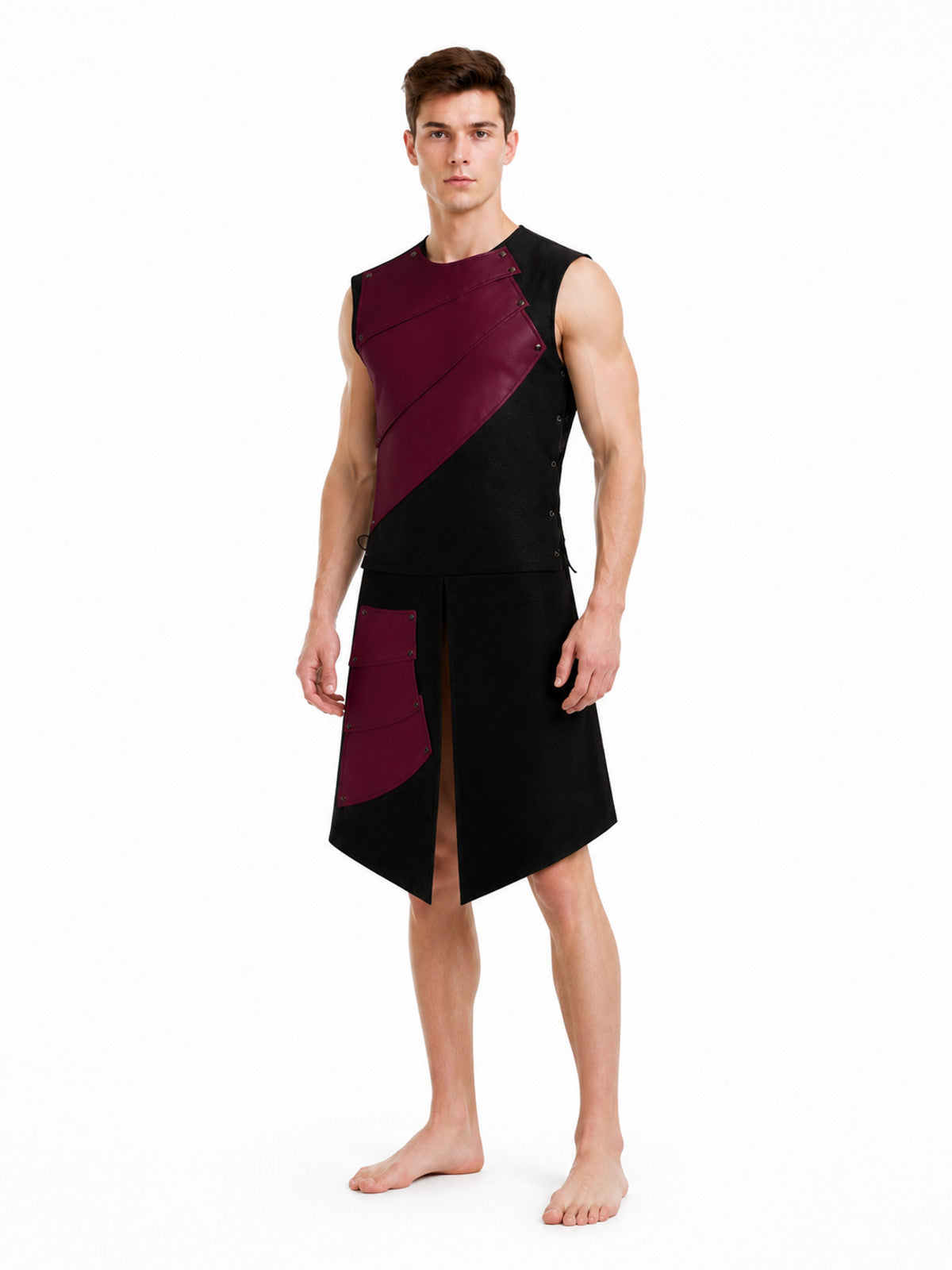 Sleeveless Jumpsuit with an Asymmetrical Panel