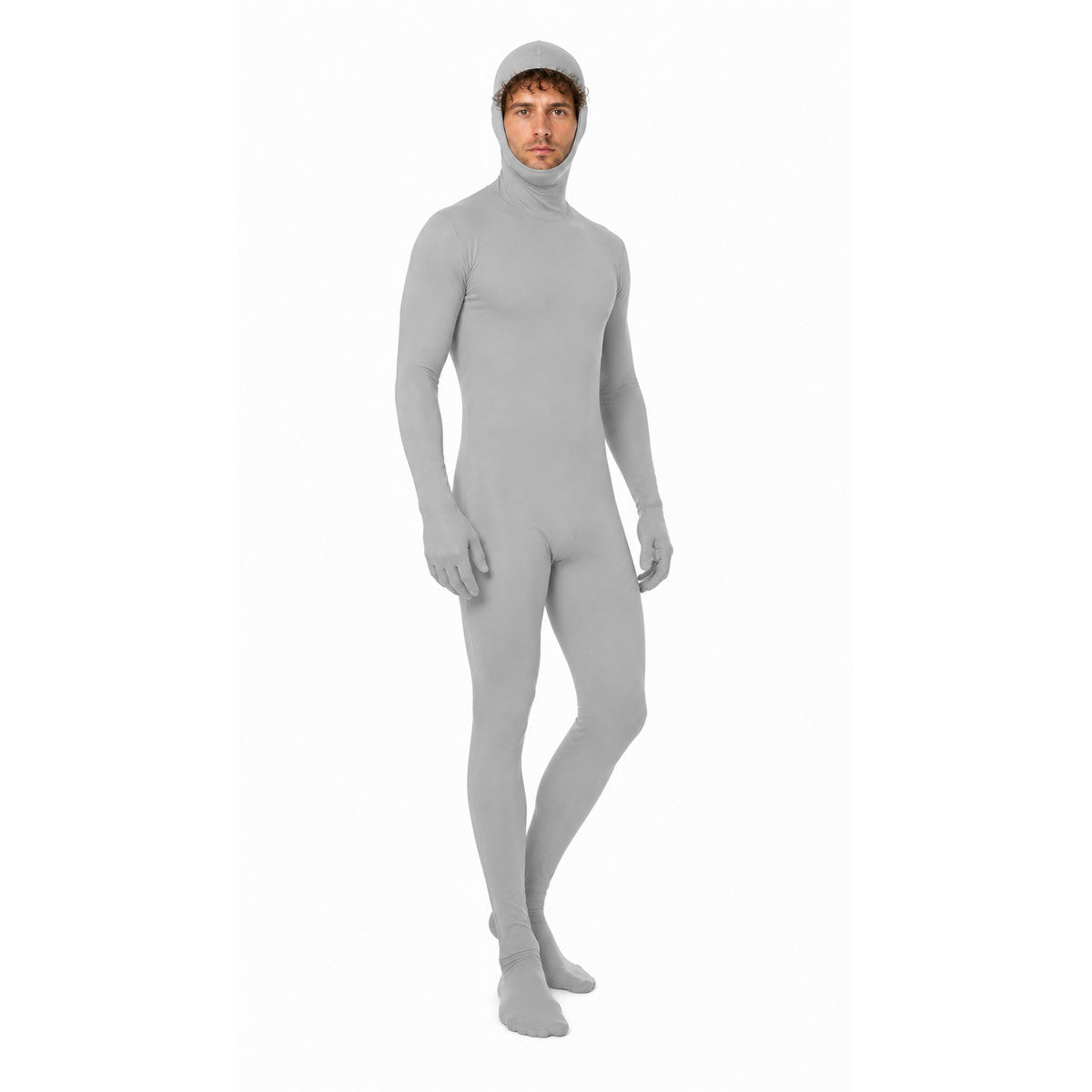 Gray Zentai Suit with Hood and Open Face product detail