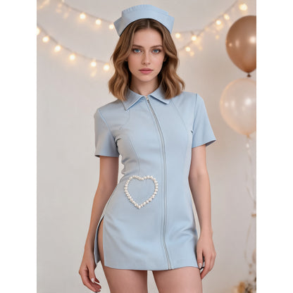 Blue nurse costume with cap for carnival lifestyle view
