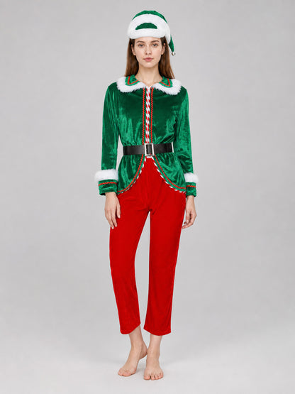 Christmas Character Costume with Hat and Belt Costume Headwear detail