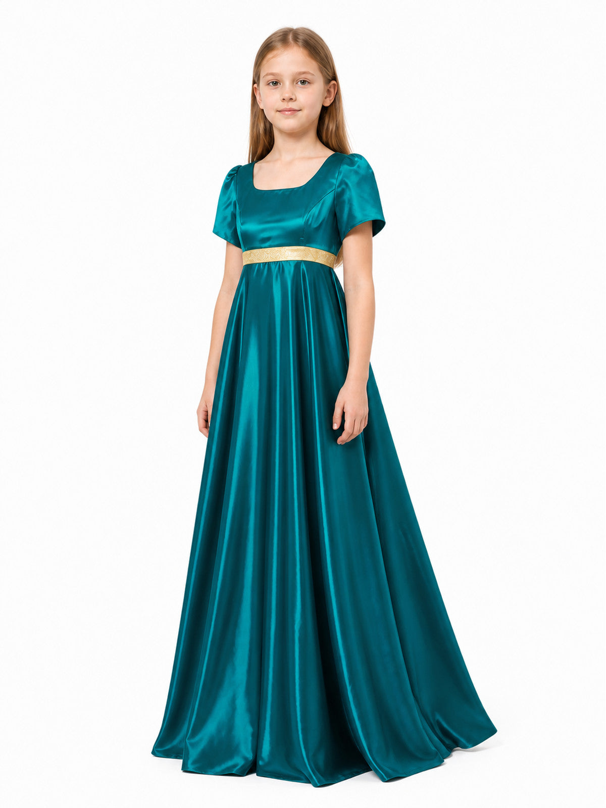 Dress with a Square Neckline, Puff Sleeves, and Belt Costume Dresses detail
