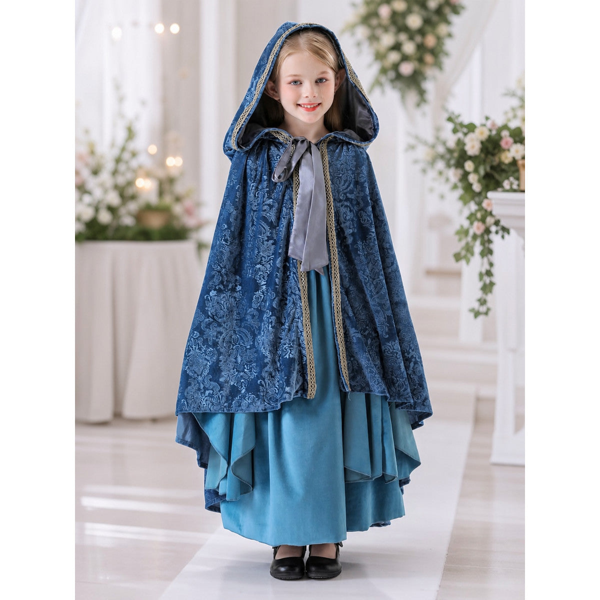 Hooded Vampire Costume: Dress and Cape lifestyle view