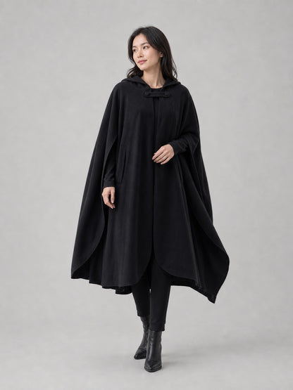 Long Black Hooded Cape with Clasp Costume Capes detail