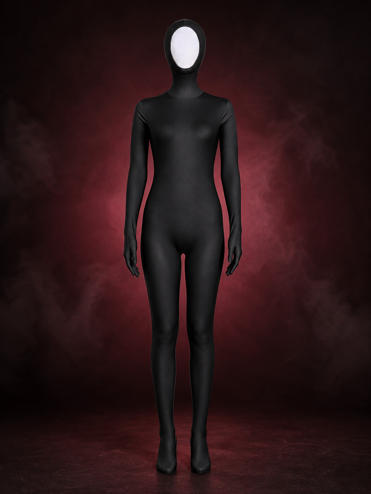 Black Full-Body Zentai Bodysuit With Hood, Attached Hands And Feet main product view