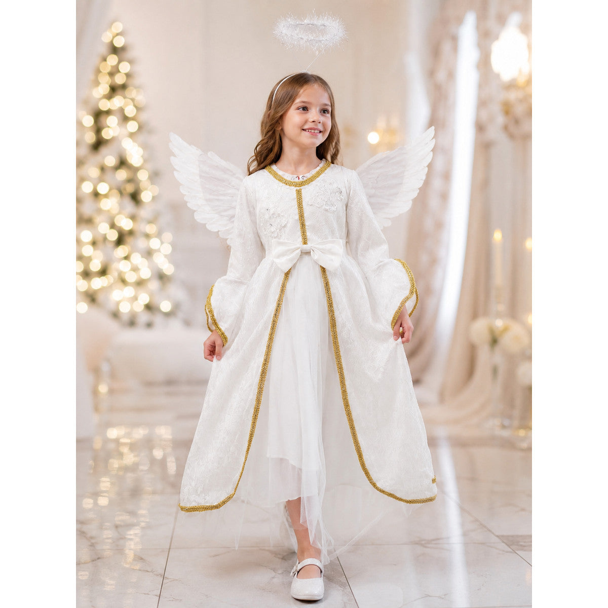 Angel Costume Dress with Wings and Halo lifestyle view