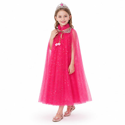 Children’s Pink Tulle Cape with Stars and Bow product detail