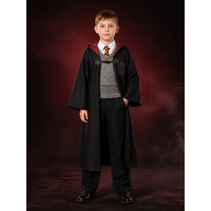 Kids Wizard Costume Set With Hooded Robe, Vest And Pants main product view