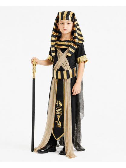 Pharaoh Costume with Headdress and Belt, Black and Gold