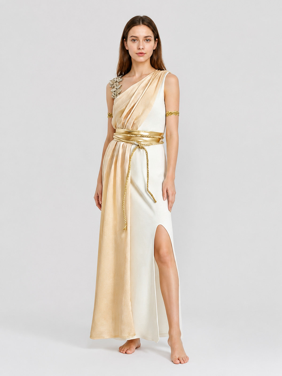 Ancient Greece Costume, White and Gold Robe for Halloween