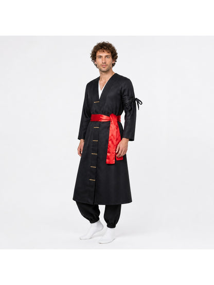 Zoro Cosplay Costume, Black with Red Belt Costumes detail