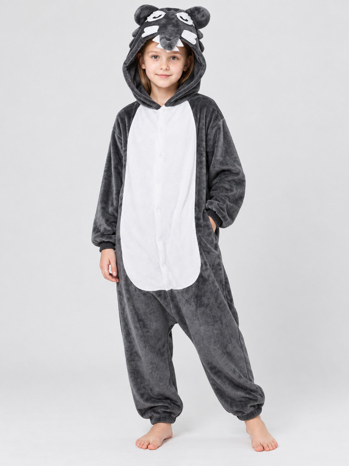 Insulated Hooded Pajama Jumpsuit with White Insert