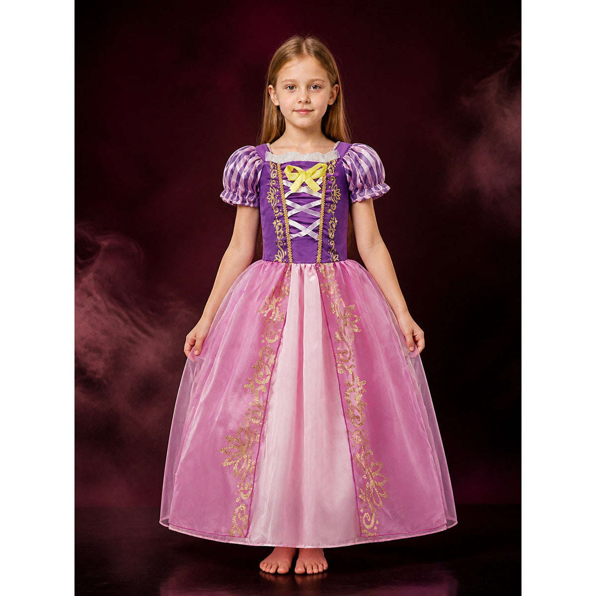Little Girls' Rapunzel Cinderella Princess Halloween Costume Dress, Purple Pink lifestyle