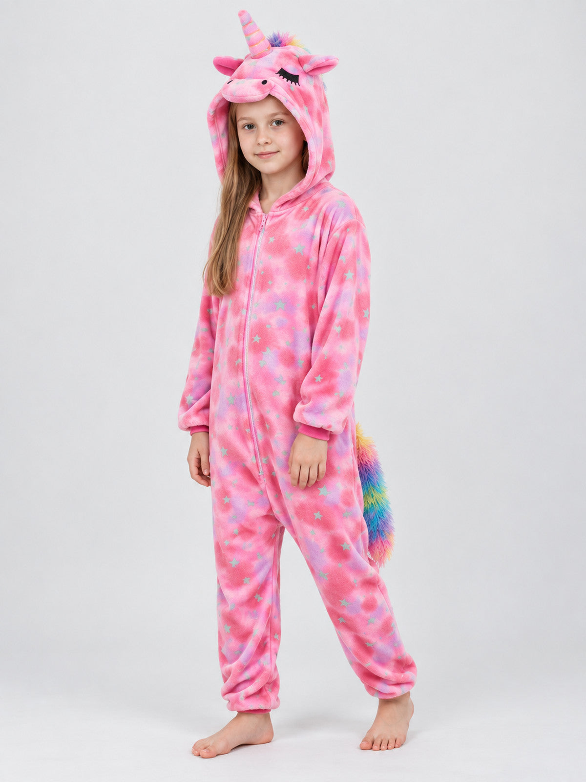 Kids' Hooded Unicorn Jumpsuit Pajama, Pink