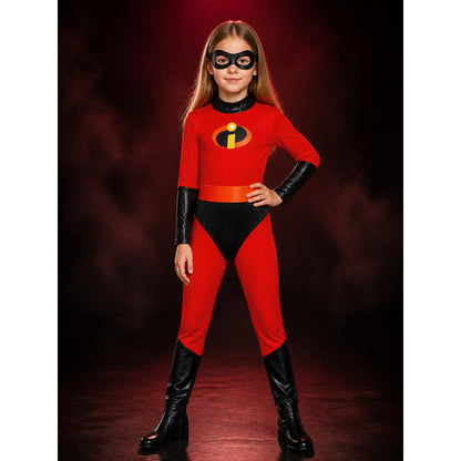 Kids Superhero Bodysuit Costume, Red Long Sleeve One-Piece with Black-Yellow main product view