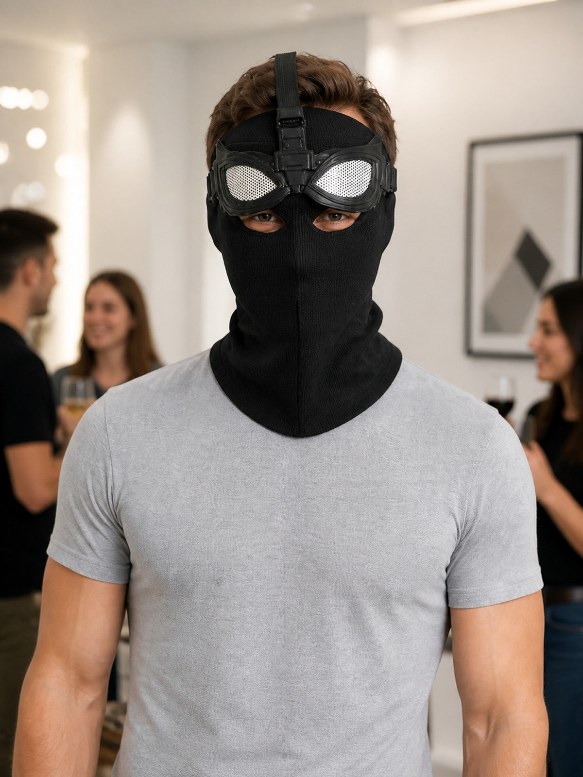 Black Carnival Mask with Spider Eyes lifestyle view