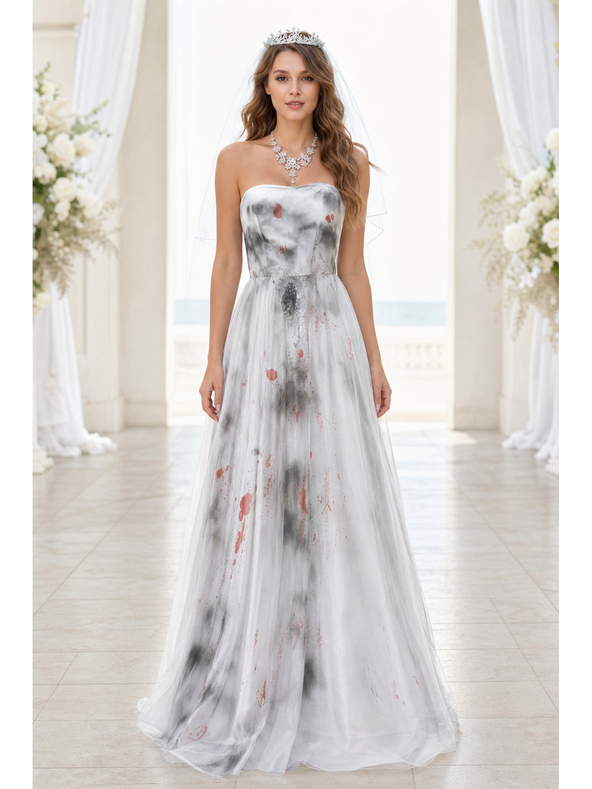 Gothic Vampire Costume for Halloween with Veil