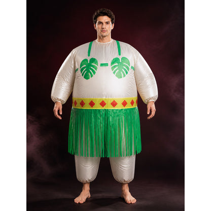 Green Leaf Print Long Sleeve Costume Dress with Fringe Trim for Adults main product view