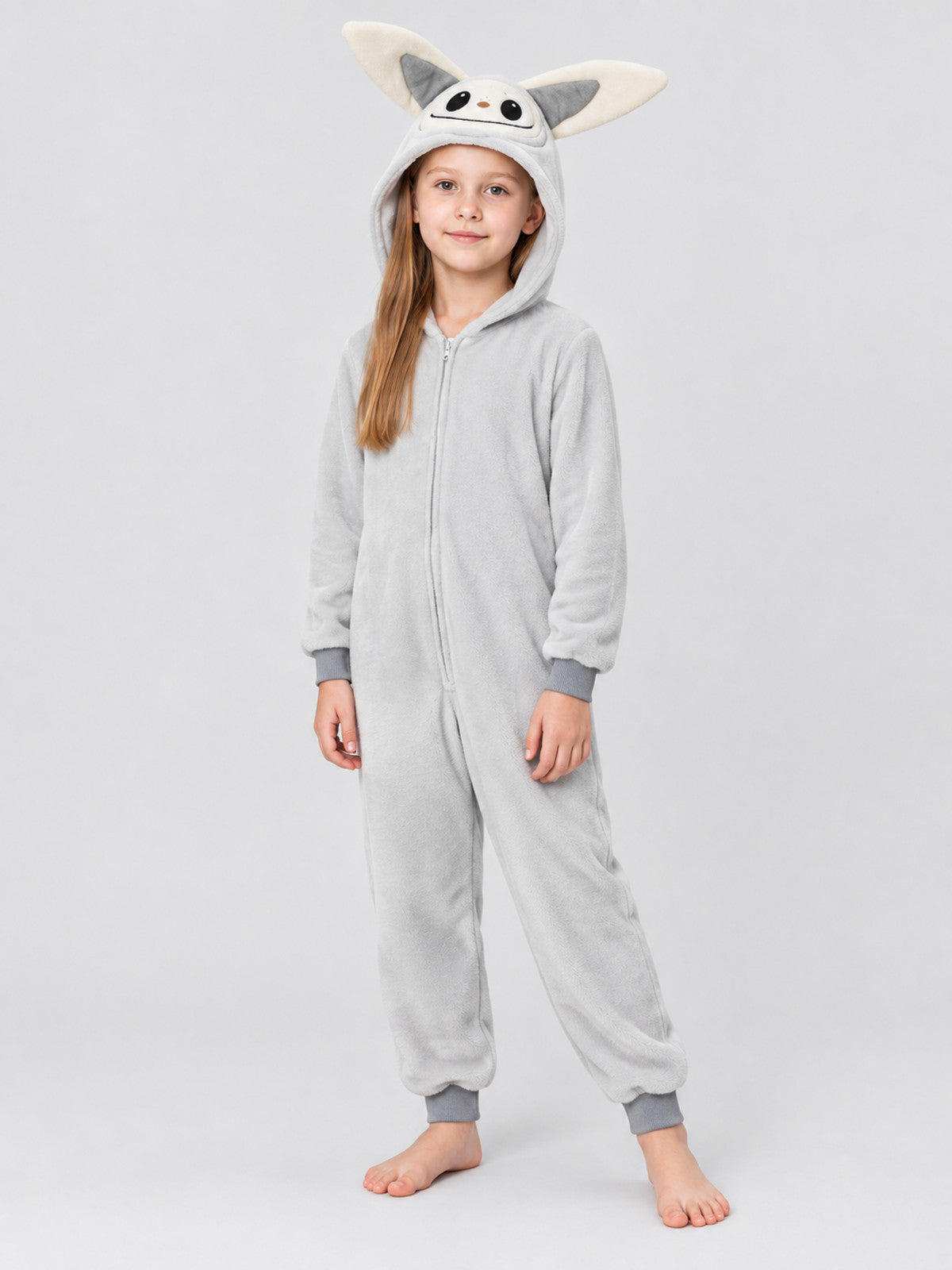 Kids' Bunny Ear Hooded Zip-Up Pajama Jumpsuit